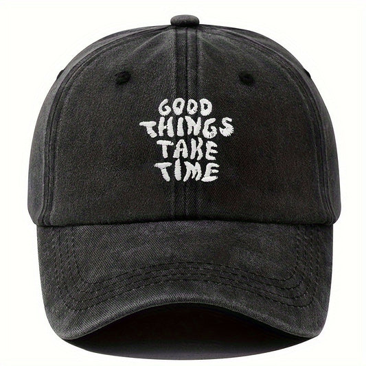 Casquette vintage unisexe broderie Good Things Take Time - Style années 90 MyPulse+