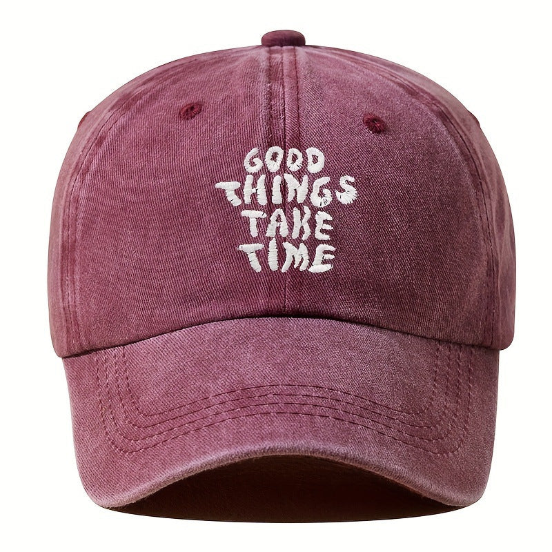 Casquette vintage unisexe broderie Good Things Take Time - Style années 90 MyPulse+