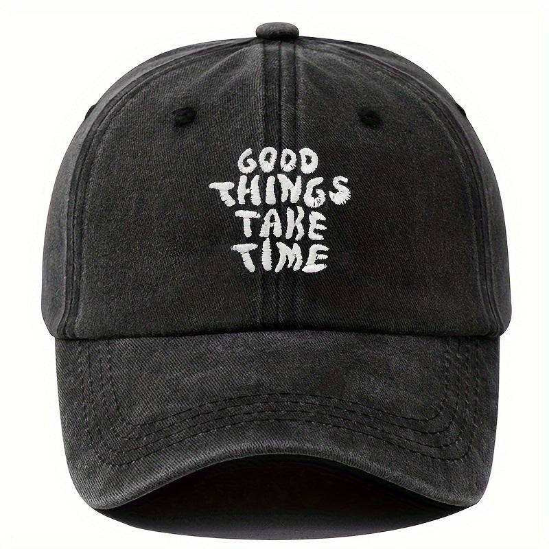 Casquette vintage unisexe broderie Good Things Take Time - Style années 90 MyPulse+
