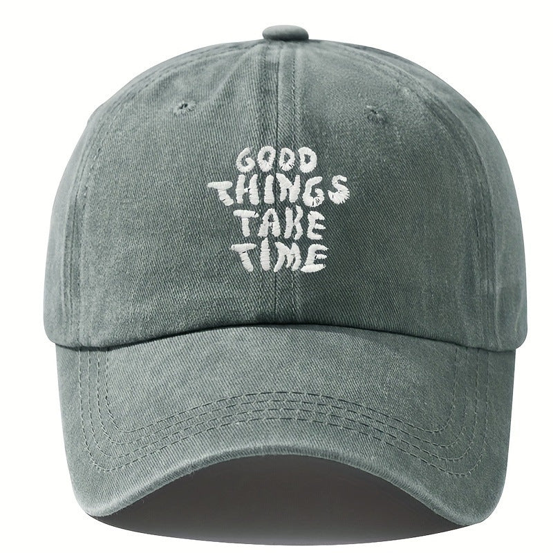 Casquette vintage unisexe broderie Good Things Take Time - Style années 90 MyPulse+