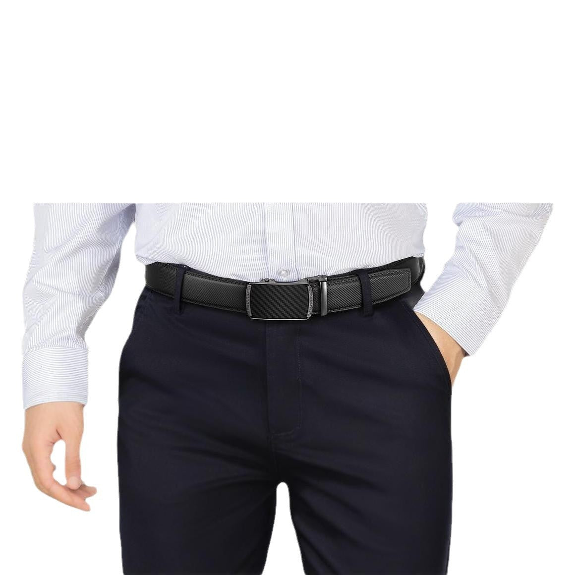 Ceinture cuir carbone homme boucle automatique style urbain premium business