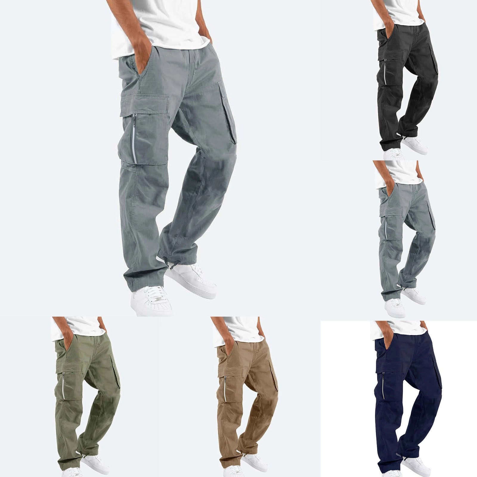 Pantalon cargo homme multi-poches style militaire vert noir kaki - MyPulse+