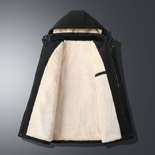 Veste hiver homme épaisse doublée sherpa noir et gris - MyPulse+