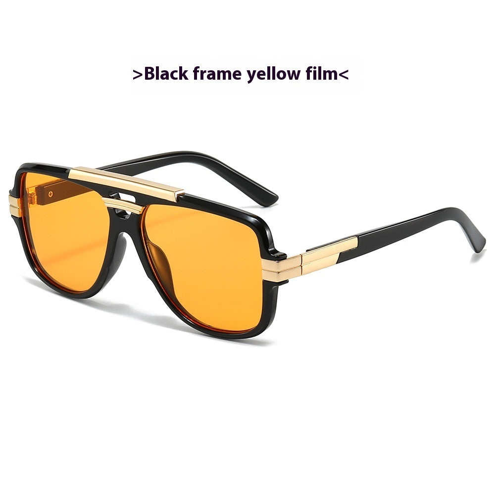 Lunettes de soleil rétro carrées noires protection UV400, style vintage streetwear années 70